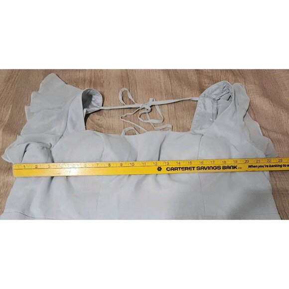 Azazie Bondi A Line Chiffon Ruffle Dress Sky Blue Plus Size 22 - Picture 6 of 7